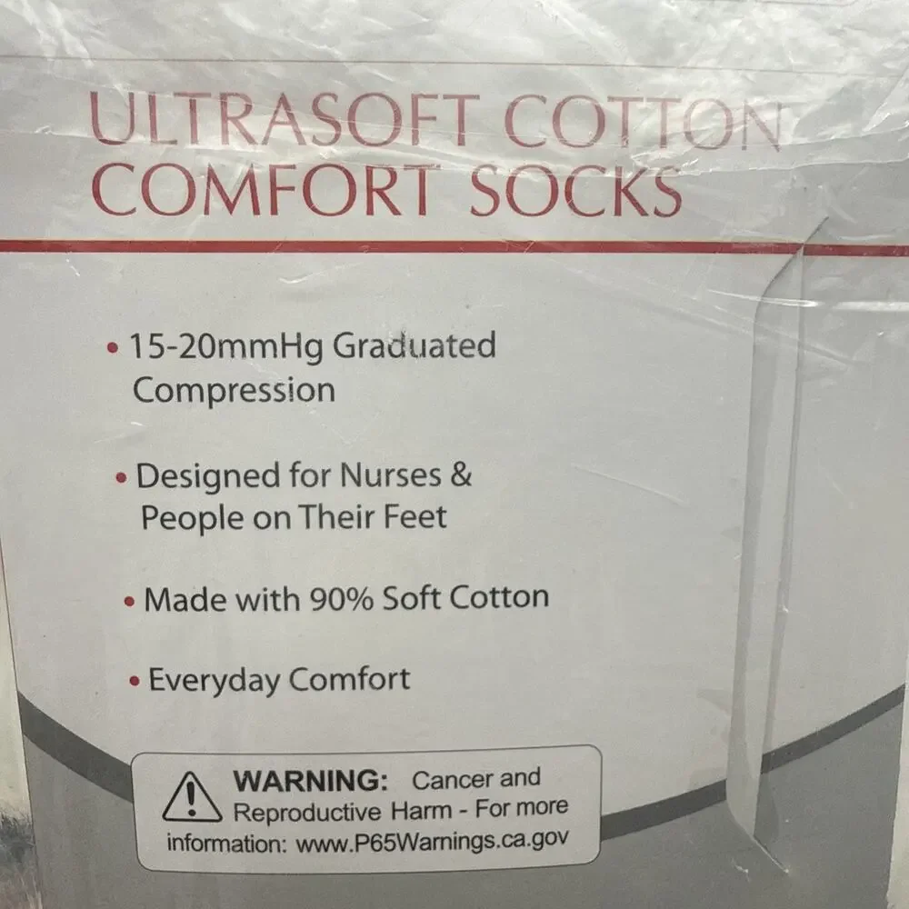 Prestige Medical Nurse Women S-M 4 to 7-1/2 Soft Comfort Compression Sock white